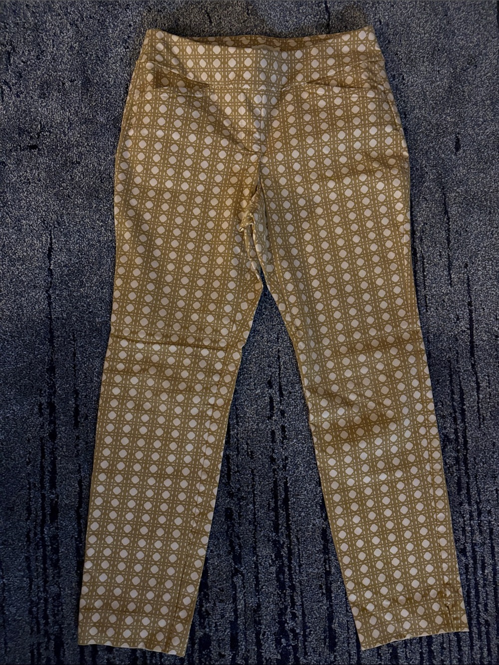 Spartina 449 Tan and White Geometric Skinny Pants-Excellent Condition